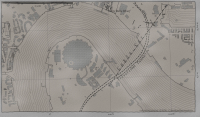 Map of Greenwich & Blackwall, London. Features are drawn in black, and the background is sepia. The River Thames is filled in with a series of concentric lines. Buildings are shown with grey hatching. The cable car across the Thames is shown as a dot-dash line, and is labelled Cable Car, and the under construction Silvertown tunnel is shown as a pair of dashed lines.