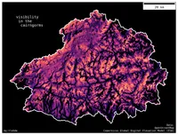 a terrain-esque map of the Cairngorms National Park, only not directly showing elevation, but instead areas that are more visible than others